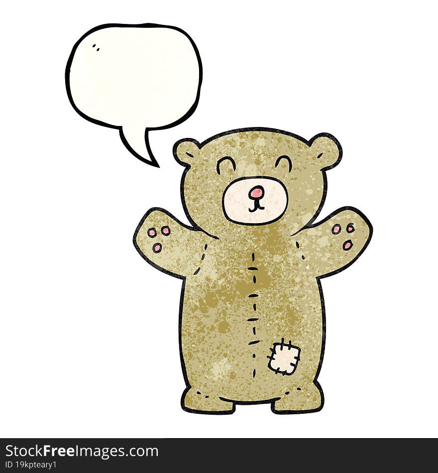 freehand speech bubble textured cartoon teddy bear