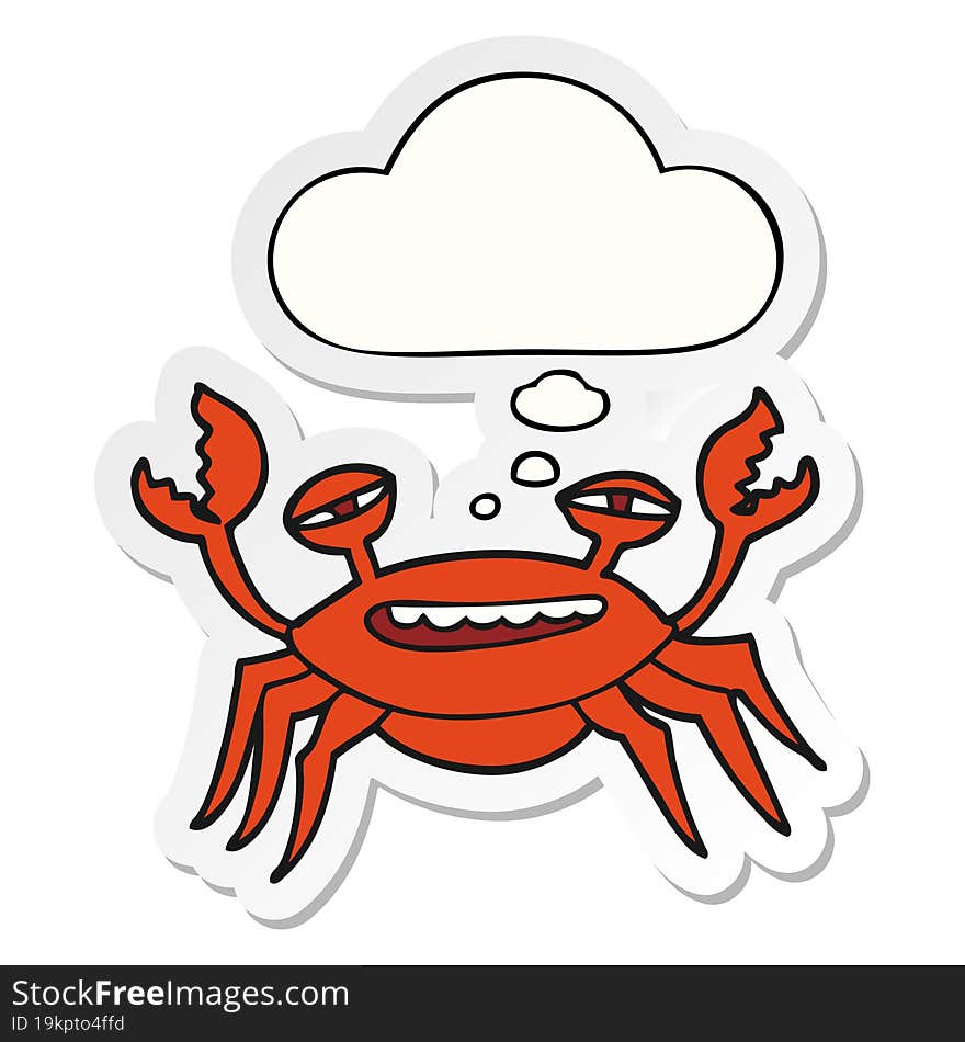 cartoon crab and thought bubble as a printed sticker