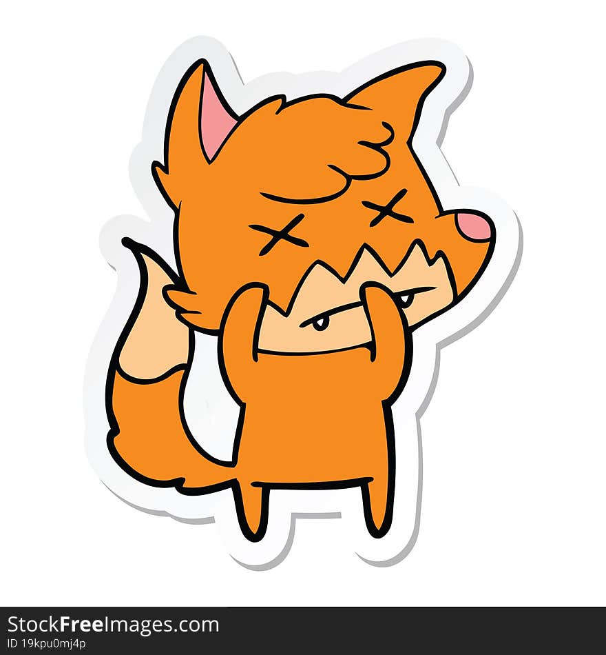 sticker of a cartoon dead fox