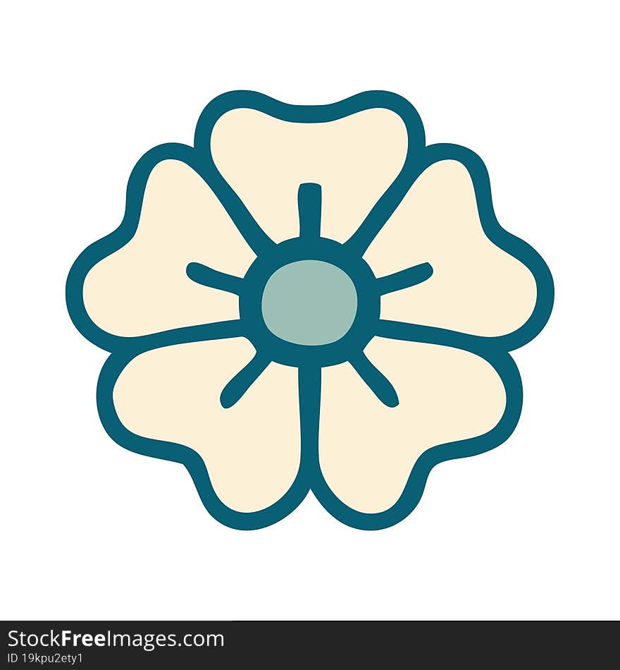 iconic tattoo style image of a flower. iconic tattoo style image of a flower