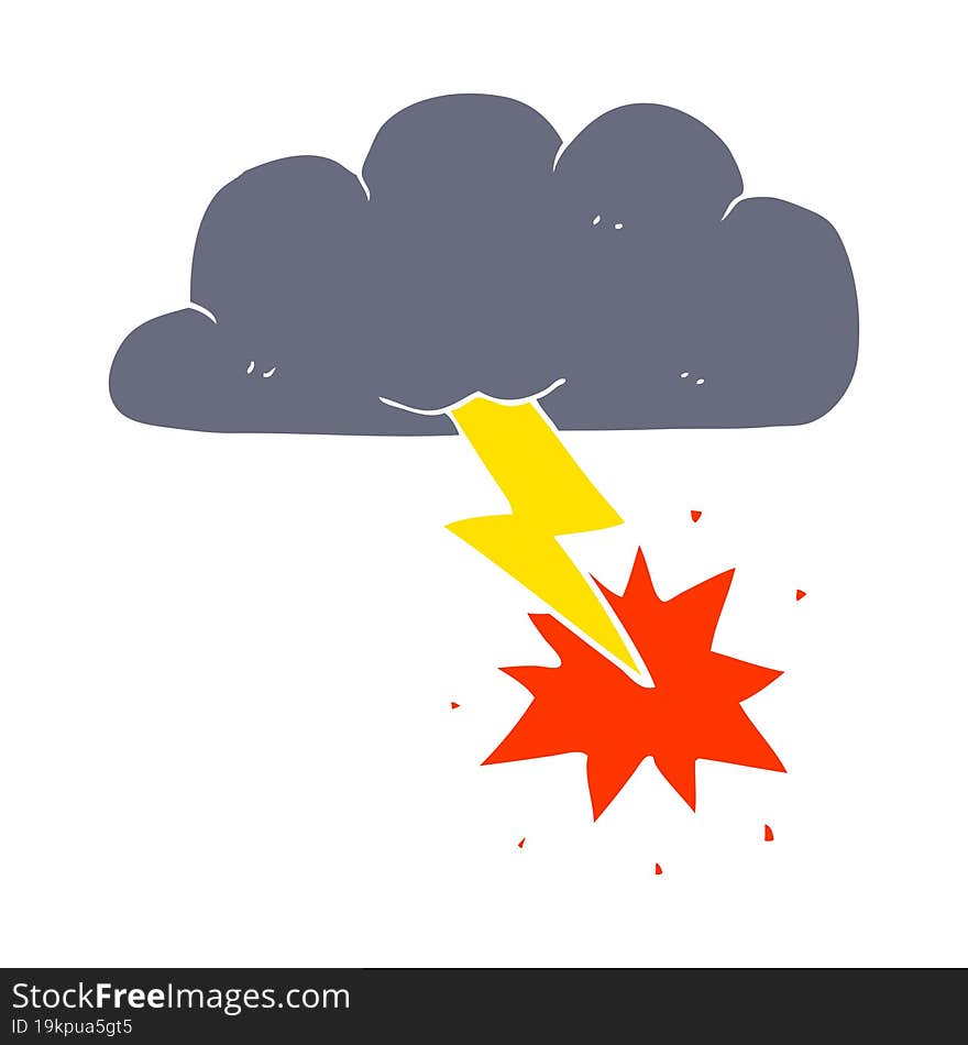 flat color illustration of a cartoon thundercloud