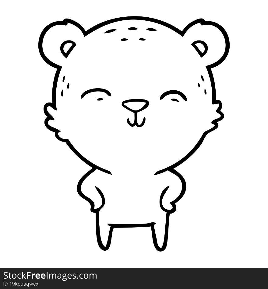 happy cartoon bear with hands on hips. happy cartoon bear with hands on hips