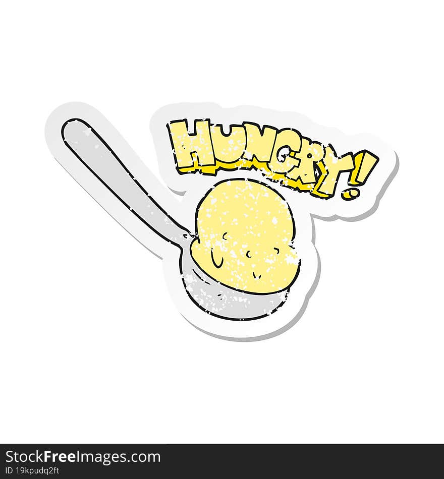 retro distressed sticker of a cartoon scoop of ice cream