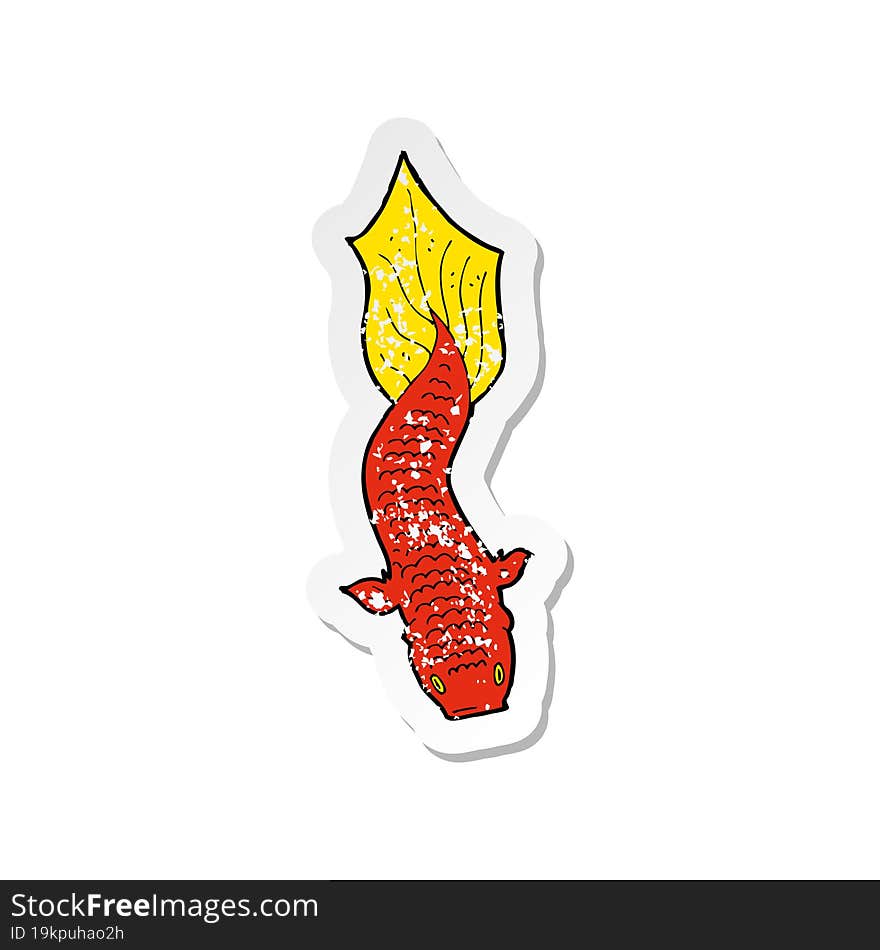 retro distressed sticker of a cartoon fish