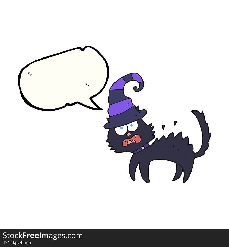 Speech Bubble Cartoon Scared Black Cat