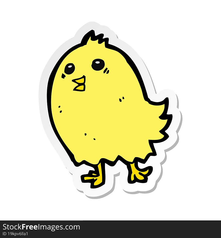 sticker of a cartoon happy yellow bird