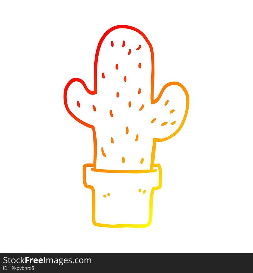 Warm Gradient Line Drawing Cartoon Cactus