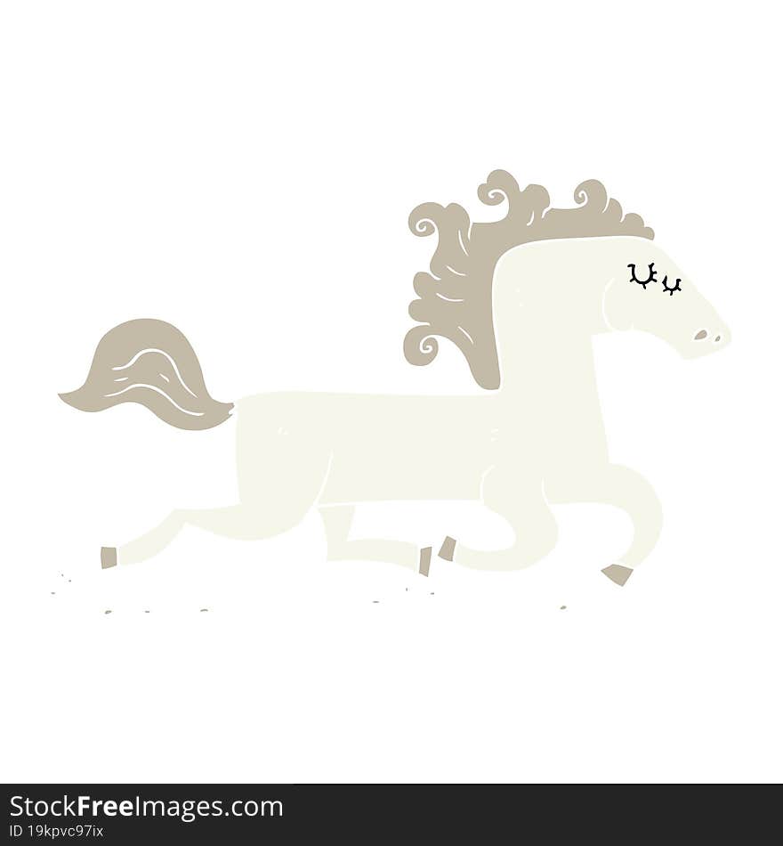 flat color illustration of a cartoon running horse