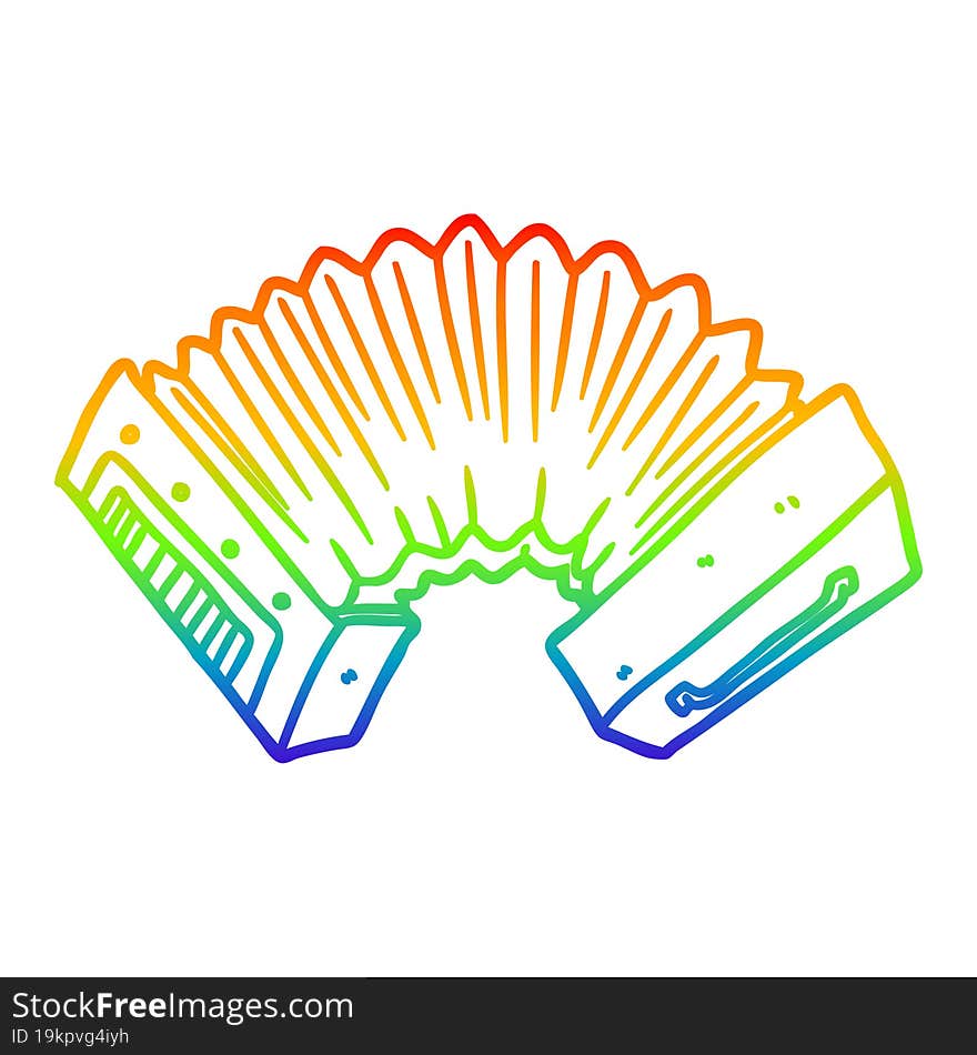 rainbow gradient line drawing cartoon accordion