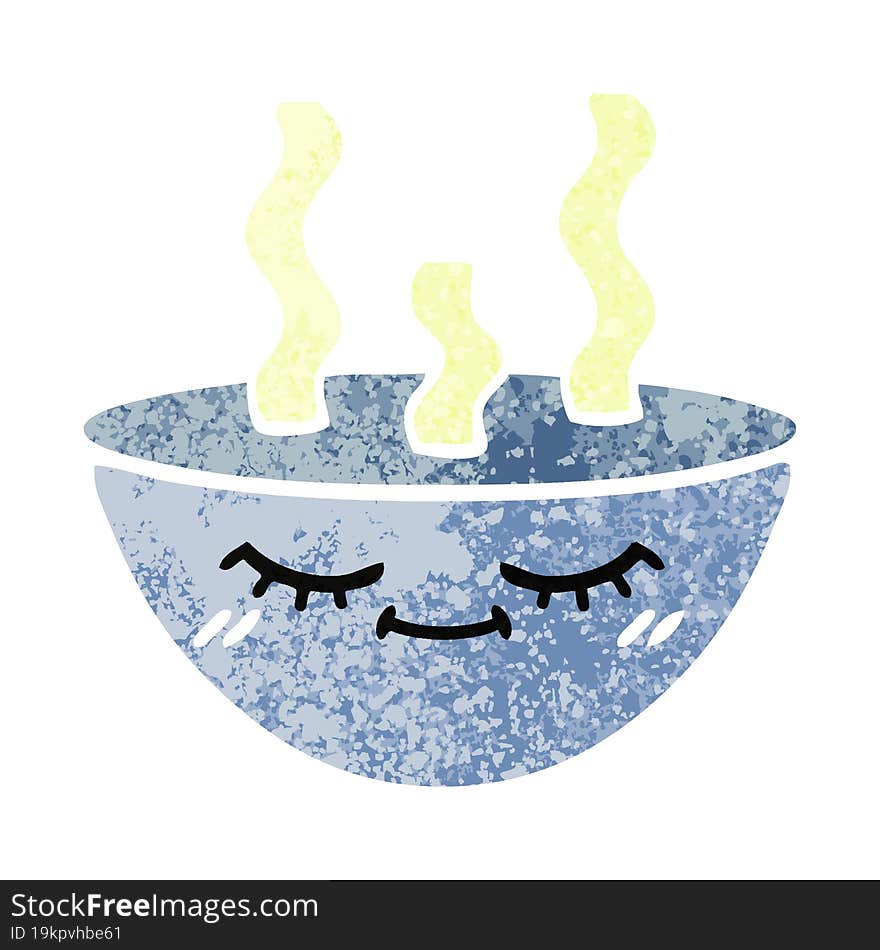 Retro Illustration Style Cartoon Bowl Of Hot Soup