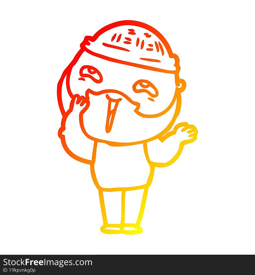 warm gradient line drawing cartoon happy bearded man