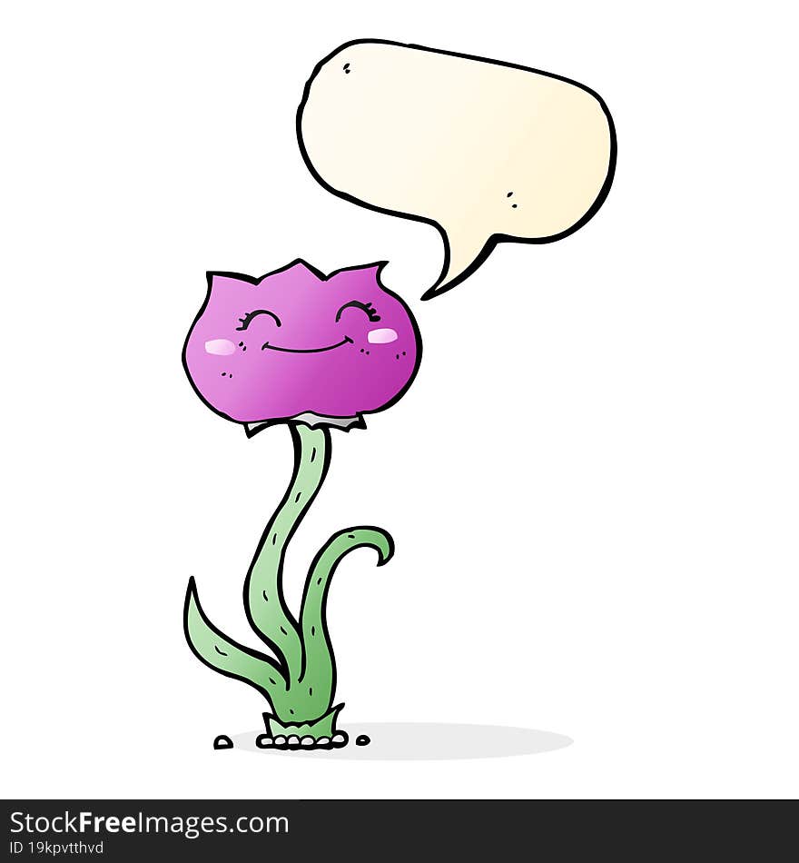 cartoon flower with speech bubble