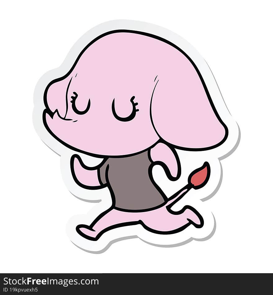 sticker of a cute cartoon elephant