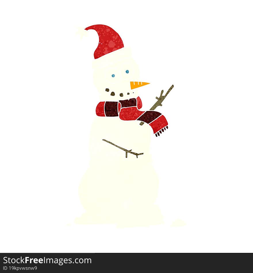 retro cartoon snowman