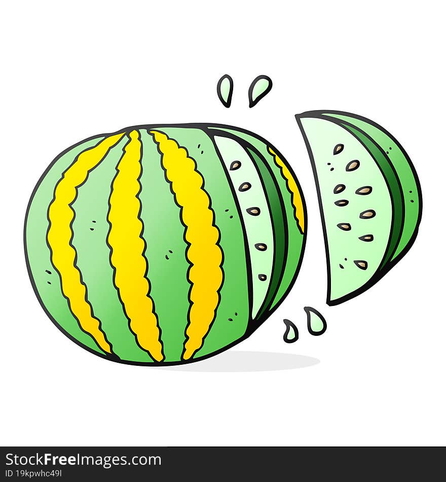 freehand drawn cartoon watermelon