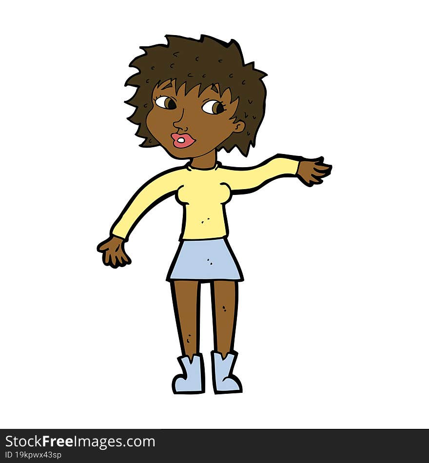 cartoon friendly woman waving