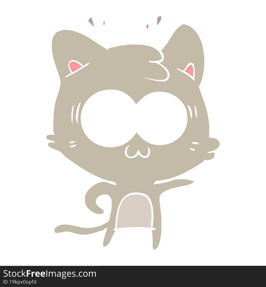 flat color style cartoon surprised cat