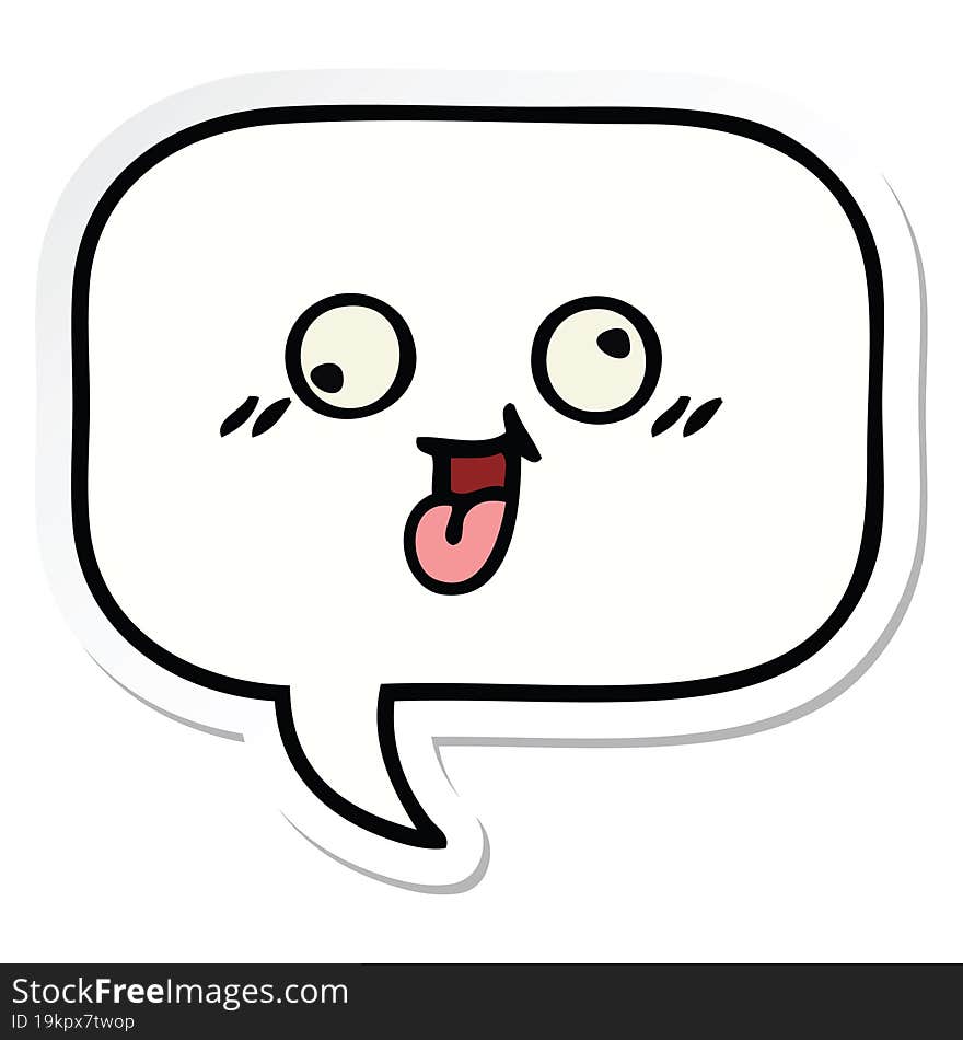 Sticker Of A Cute Cartoon Speech Bubble