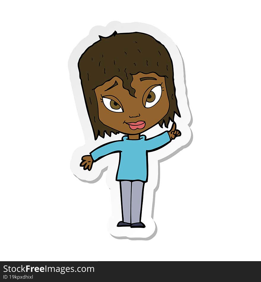 sticker of a cartoon woman with idea