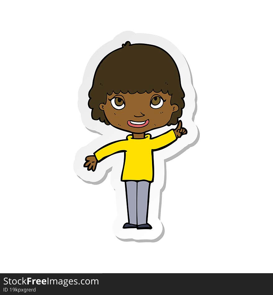 sticker of a cartoon woman with idea