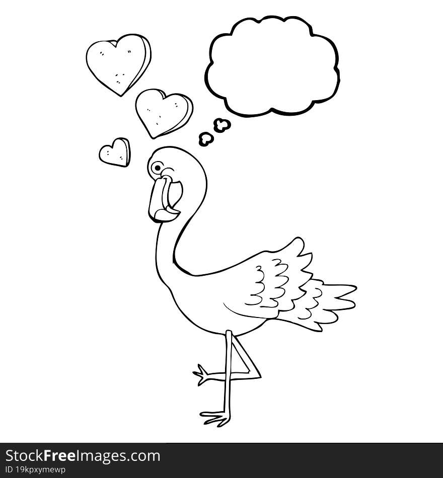 Thought Bubble Cartoon Flamingo In Love