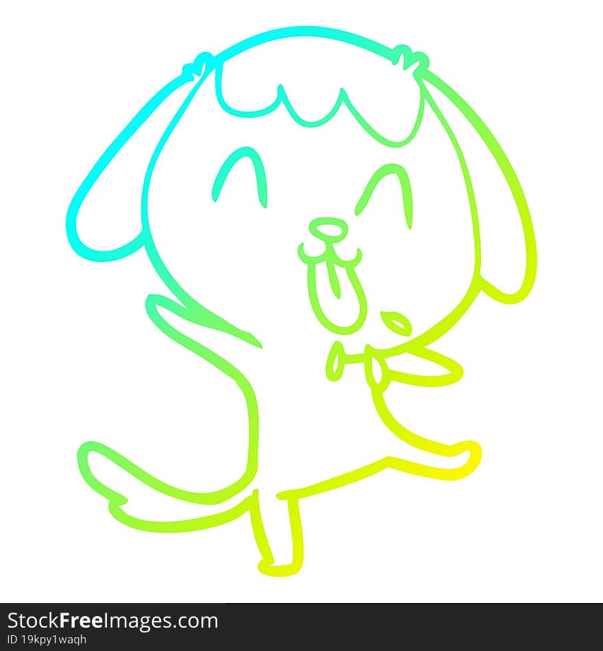 cold gradient line drawing of a cute cartoon dog