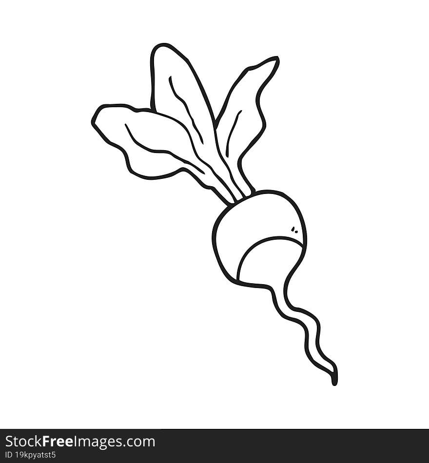 black and white cartoon radish