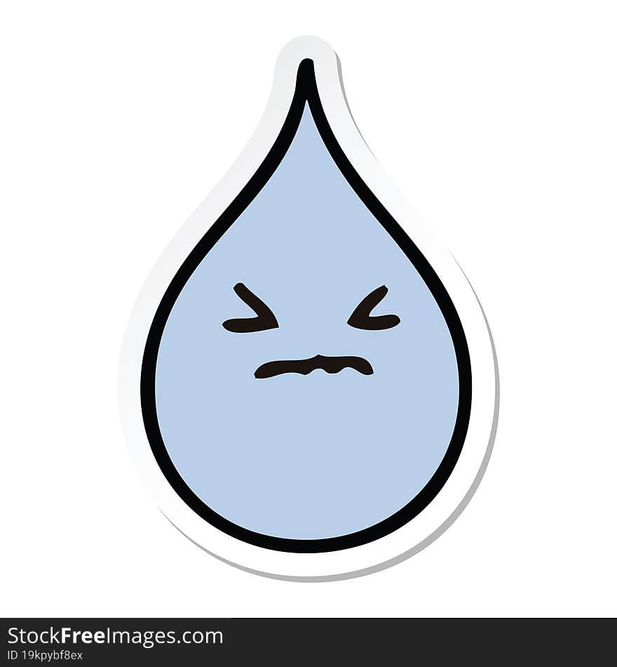 sticker of a quirky hand drawn cartoon emotional rain drop