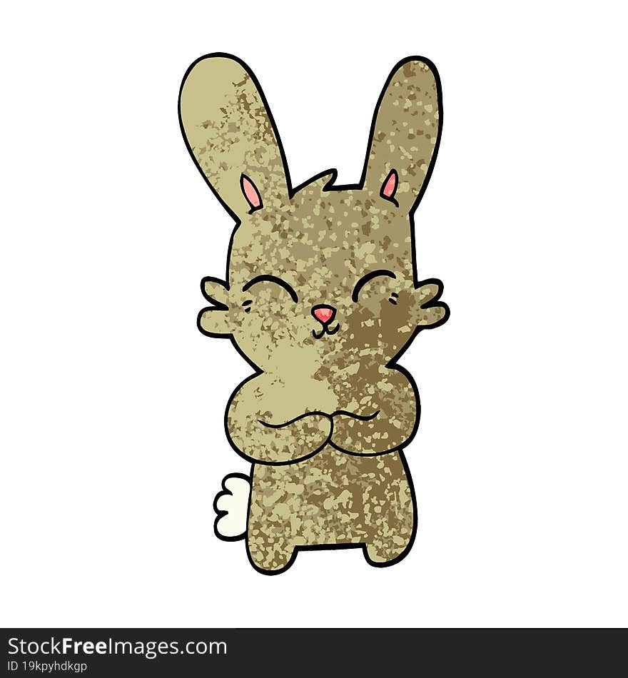 cute grunge textured illustration cartoon rabbit