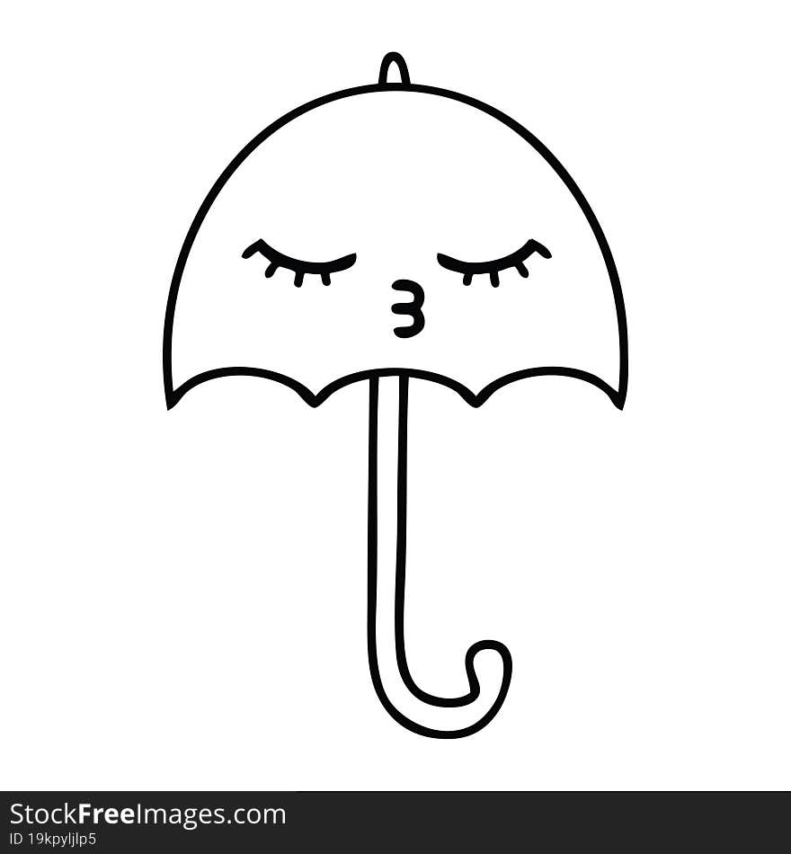 line drawing cartoon umbrella