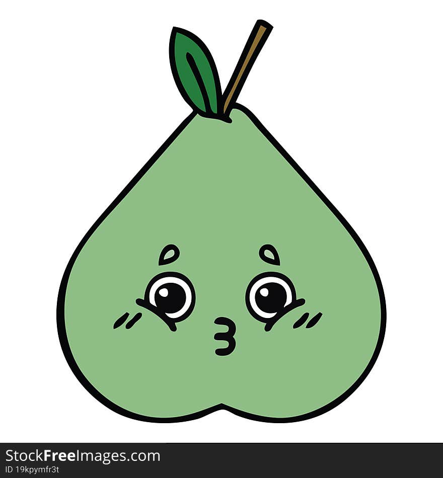 cute cartoon of a green pear. cute cartoon of a green pear