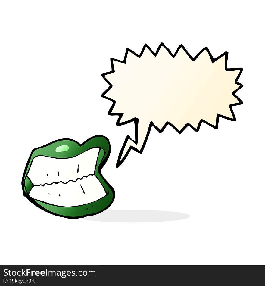 Cartoon Grinning Halloween Mouth With Speech Bubble