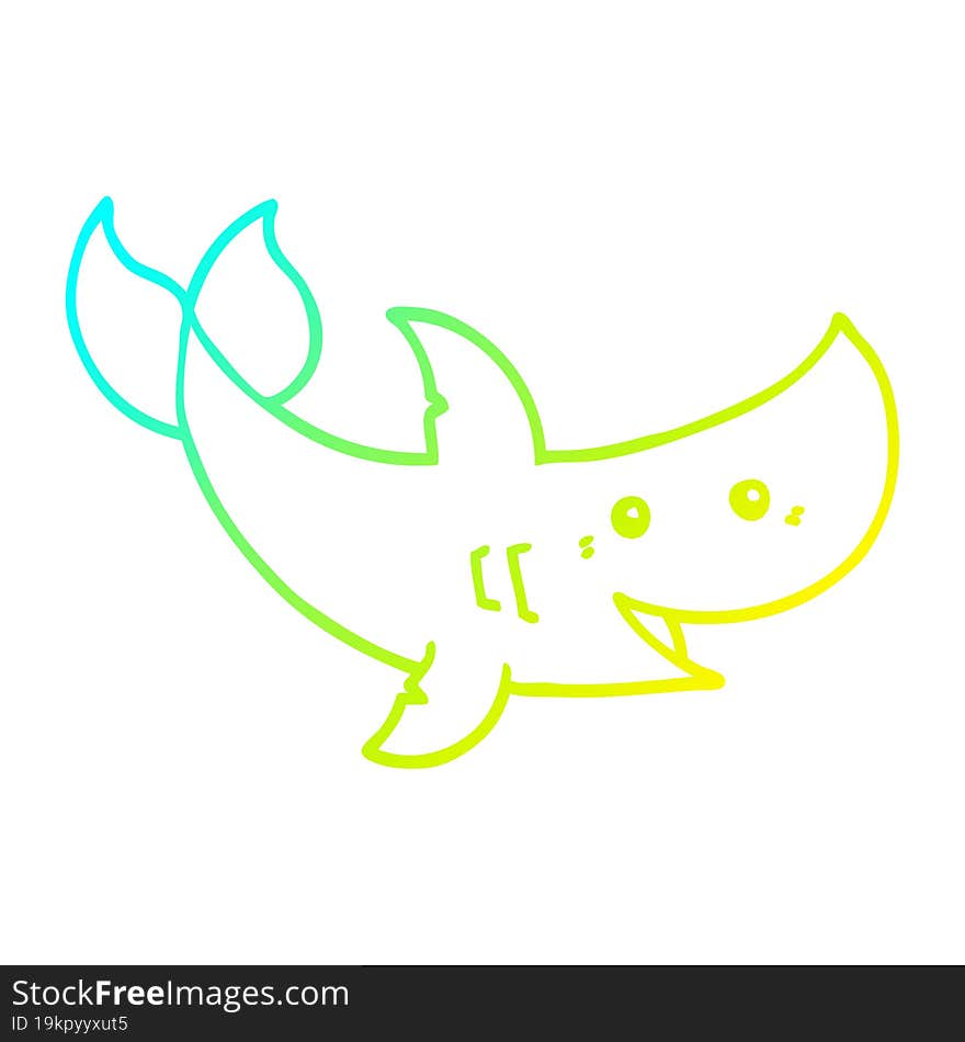 Cold Gradient Line Drawing Cartoon Shark