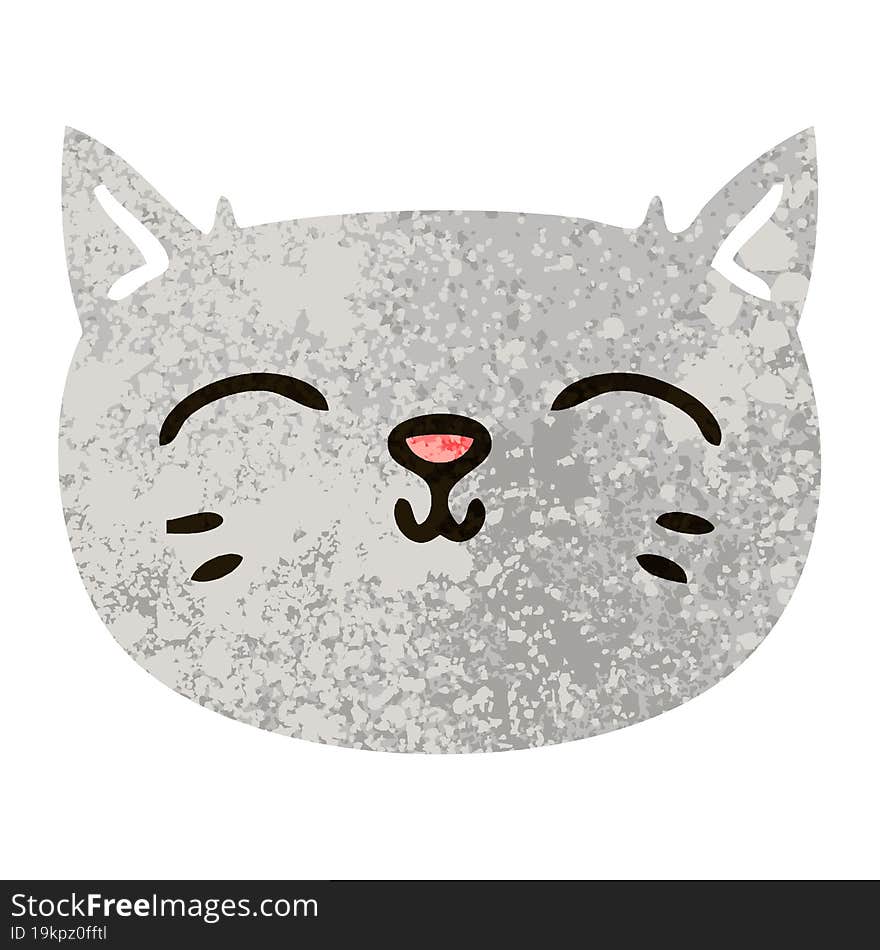 retro illustration style quirky cartoon cat face. retro illustration style quirky cartoon cat face