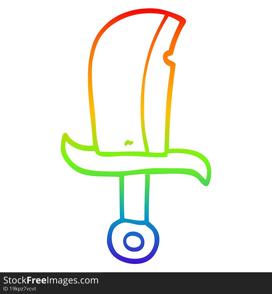 rainbow gradient line drawing cartoon dagger