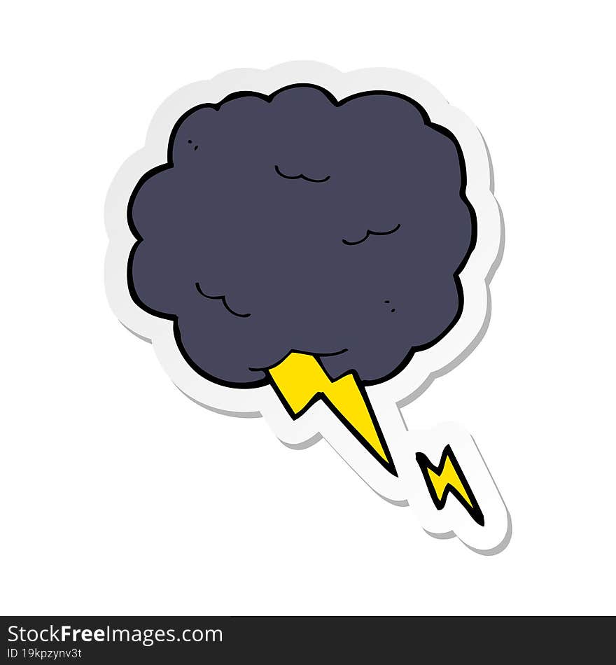 sticker of a cartoon thundercloud symbol