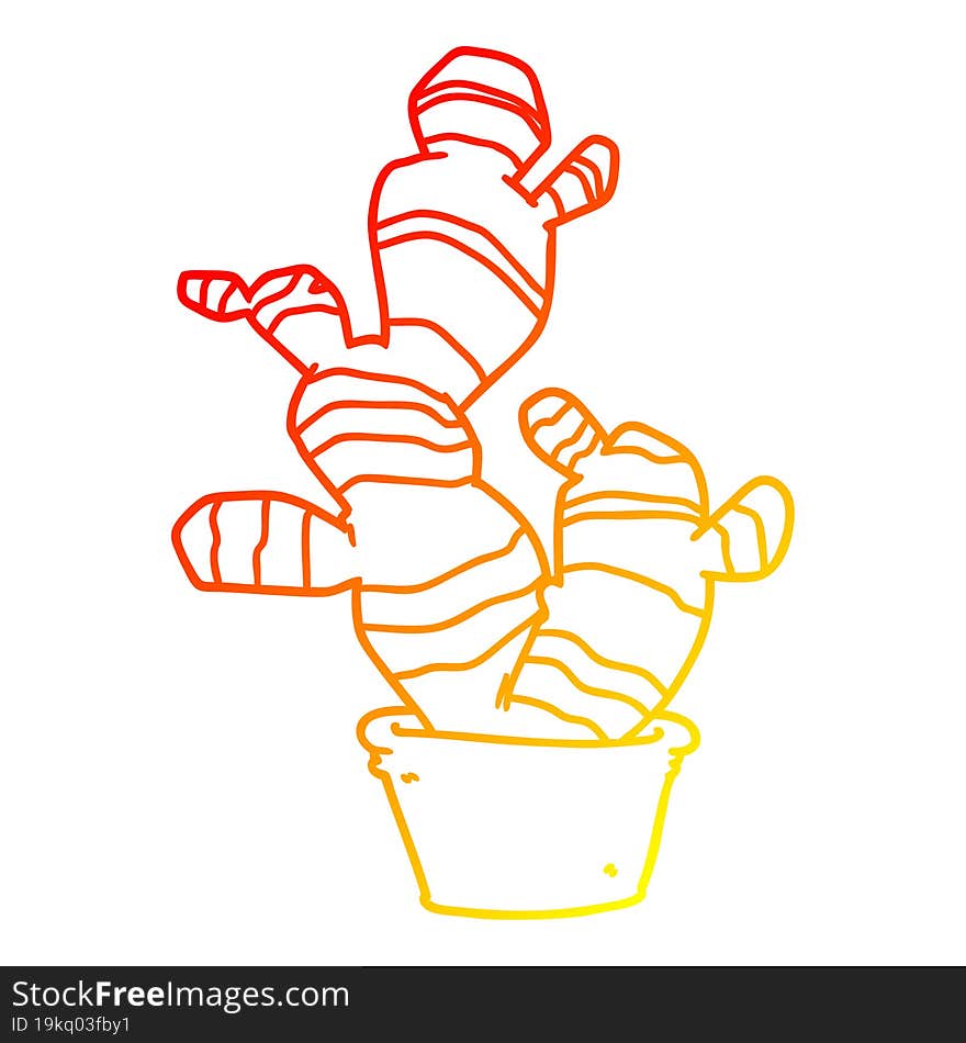 warm gradient line drawing cartoon cactus