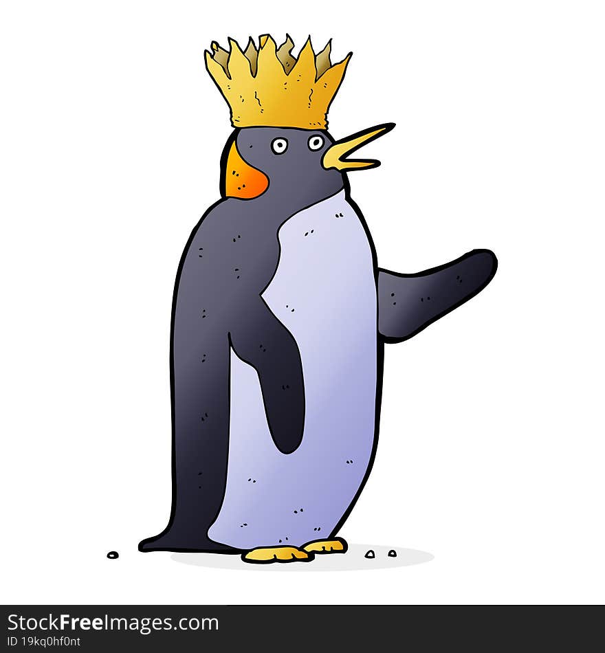 Cartoon Emperor Penguin Waving