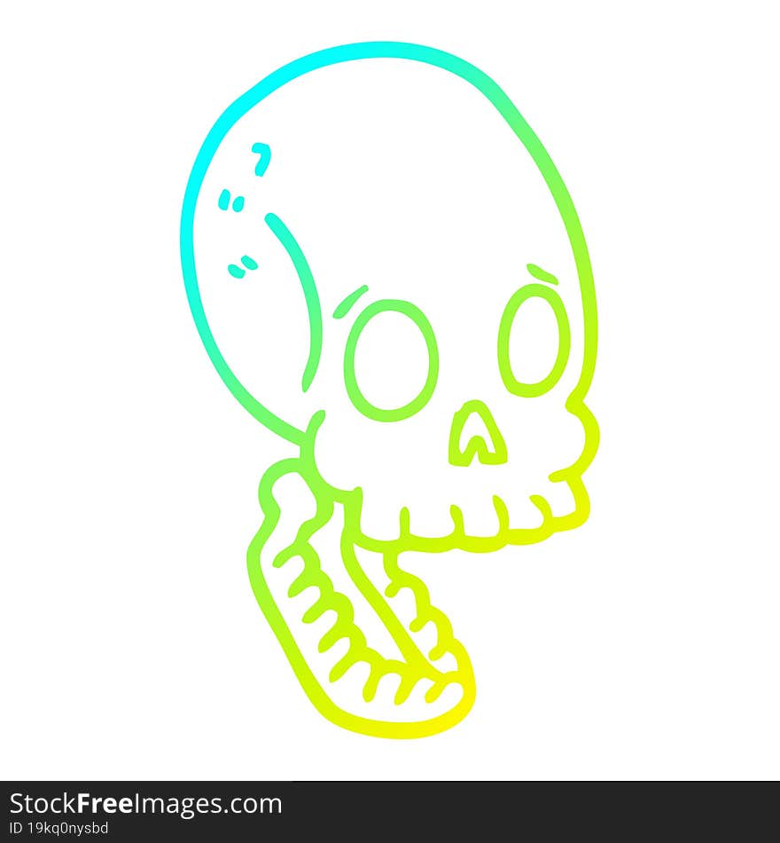 cold gradient line drawing cartoon skull