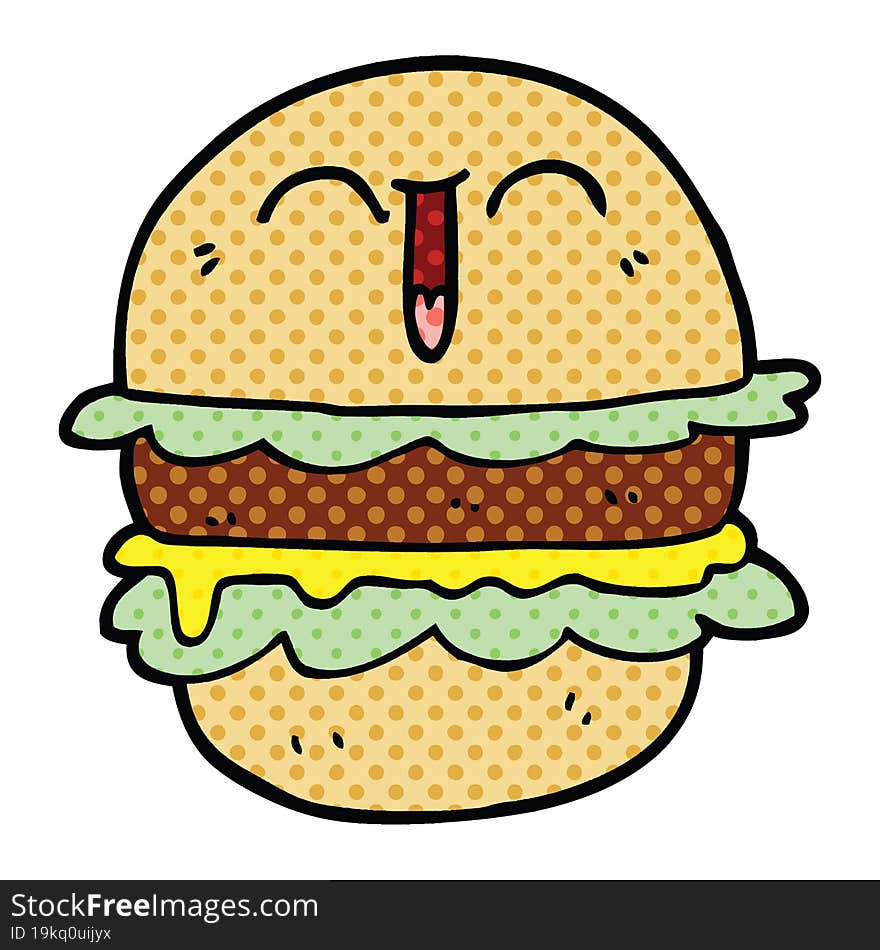 Comic Book Style Cartoon Burger