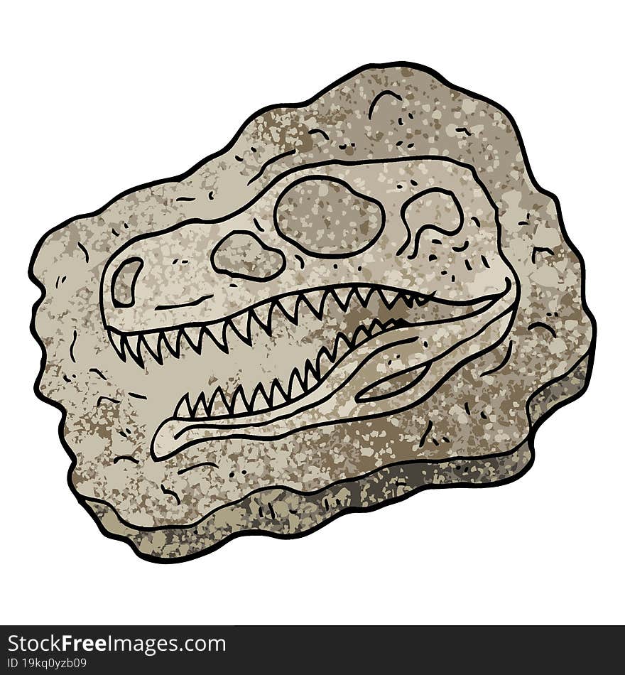 grunge textured illustration cartoon ancient fossil