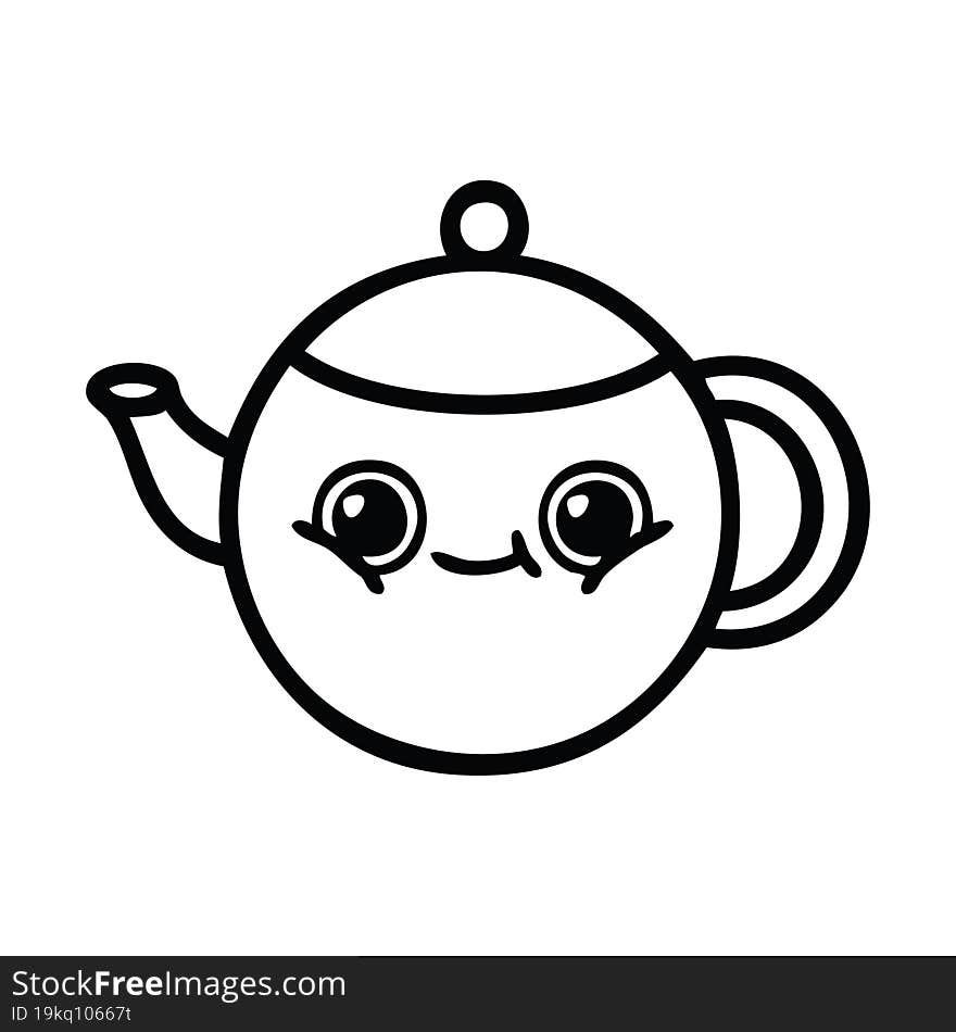 line drawing cartoon tea pot