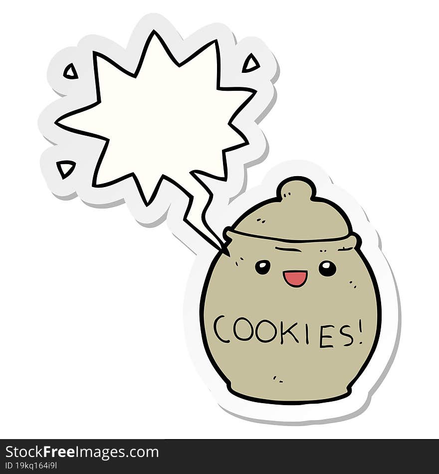 cute cartoon cookie jar and speech bubble sticker