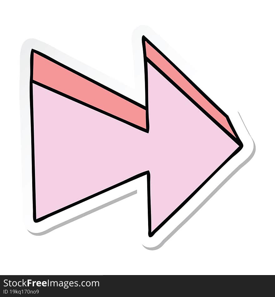 Sticker Of A Quirky Hand Drawn Cartoon Arrow