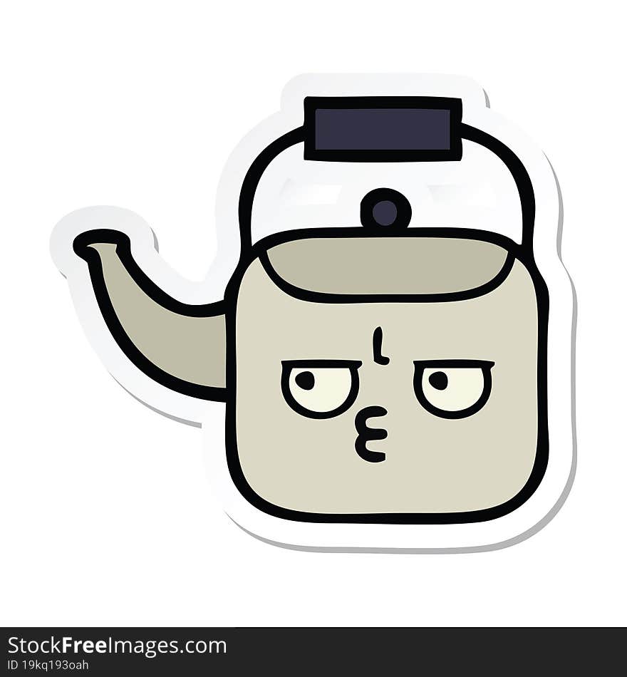 sticker of a cute cartoon kettle