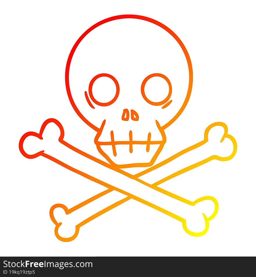 warm gradient line drawing cartoon skull and crossbones