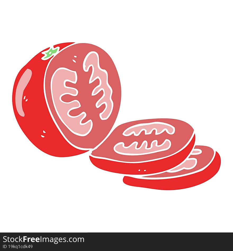 flat color illustration of a cartoon sliced tomato