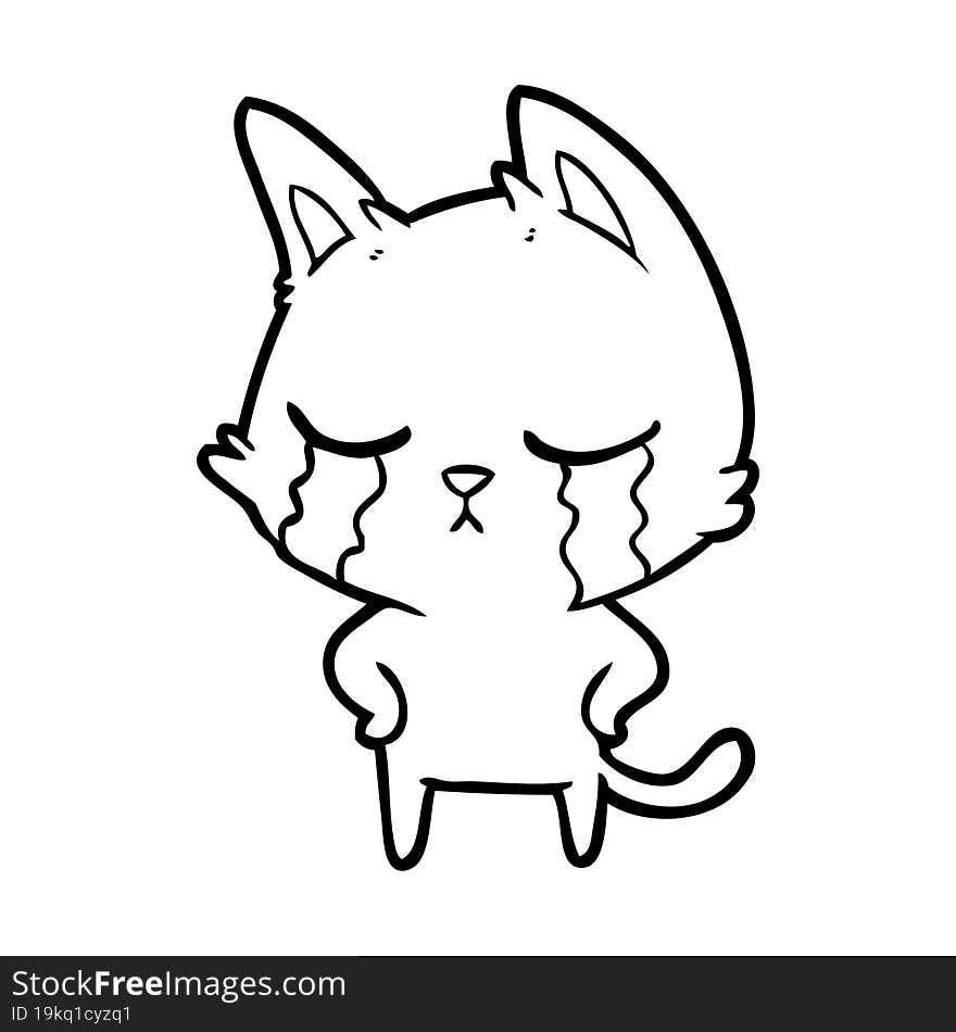 crying cartoon cat. crying cartoon cat