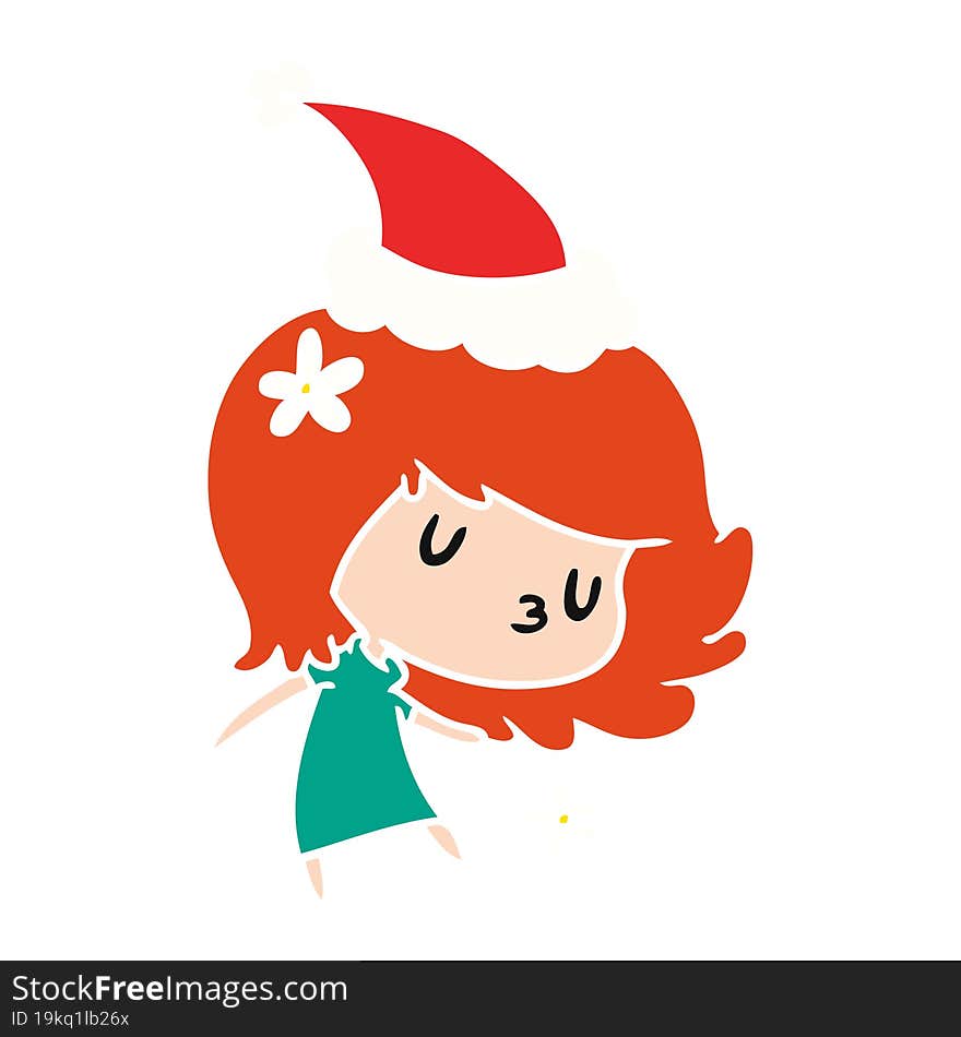 hand drawn christmas cartoon of kawaii girl