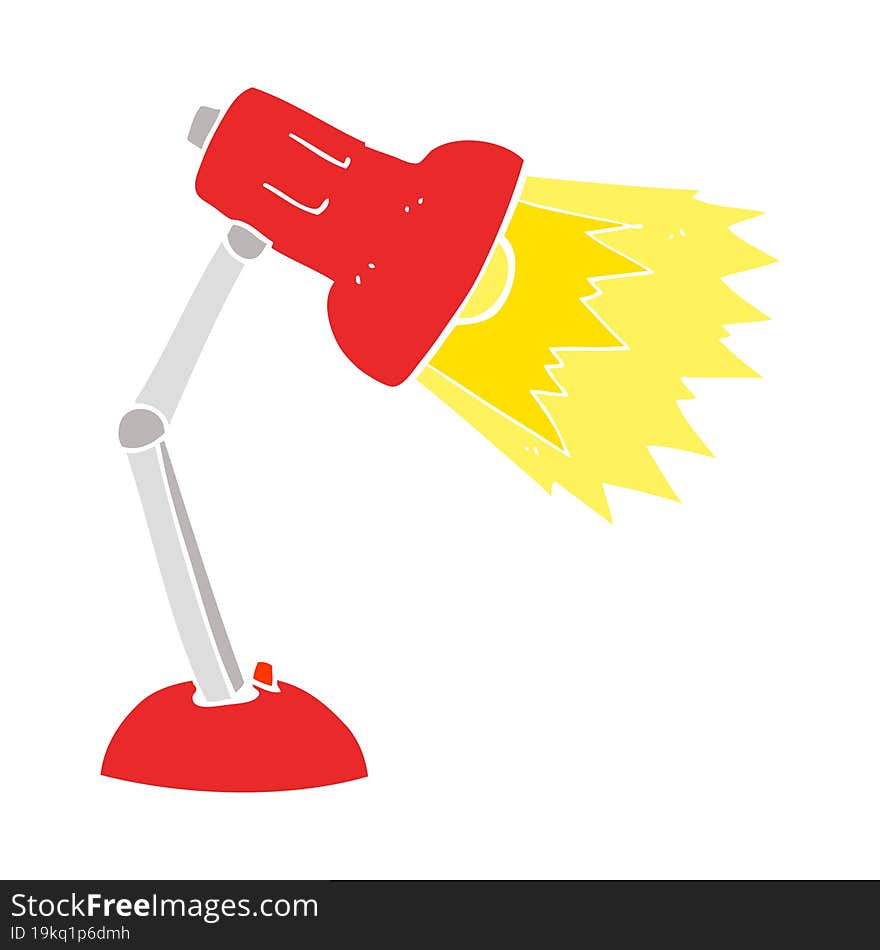 Flat Color Illustration Of A Cartoon Desk Lamp